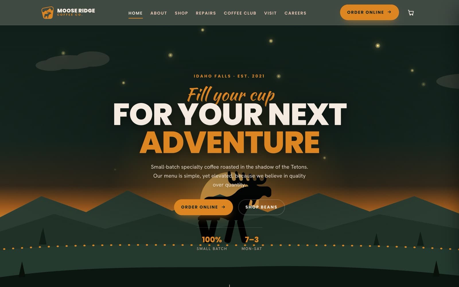 Moose Ridge Coffee Co. website