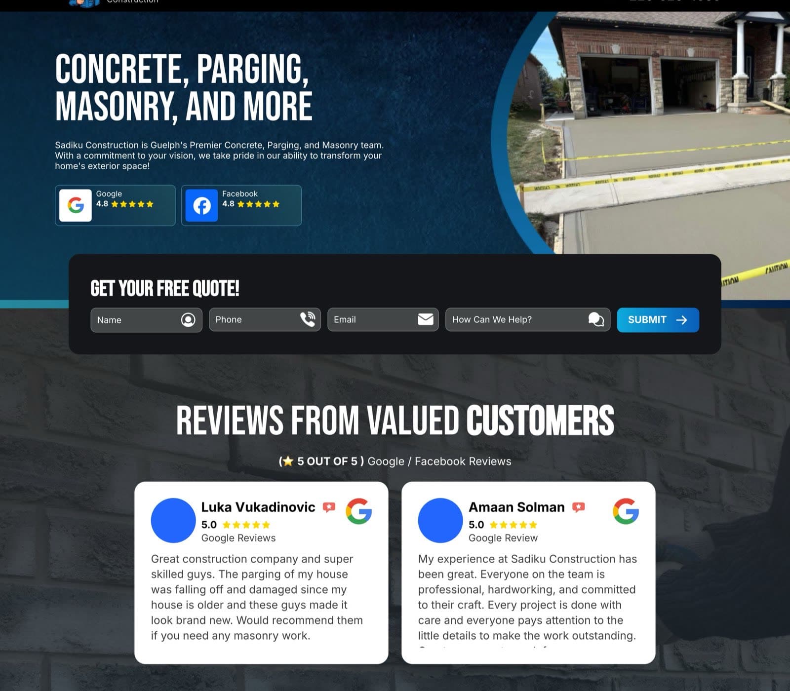 Sadiku Construction, the shipped site