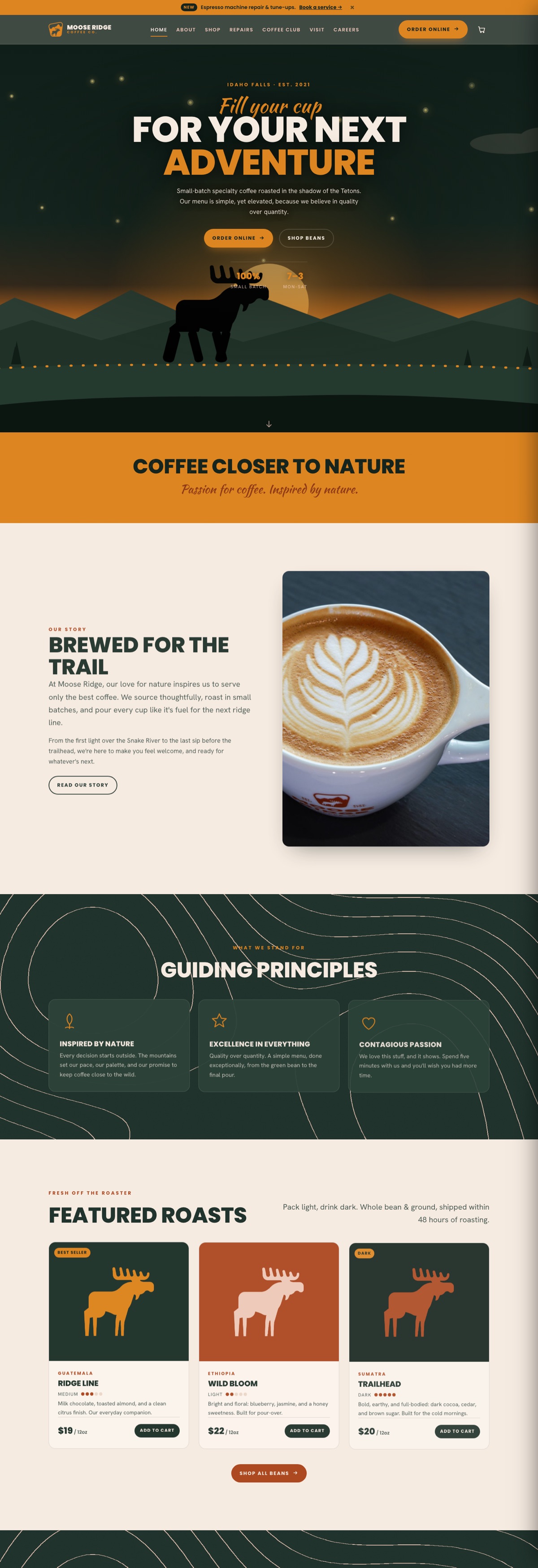 Moose Ridge Coffee Co. — full site