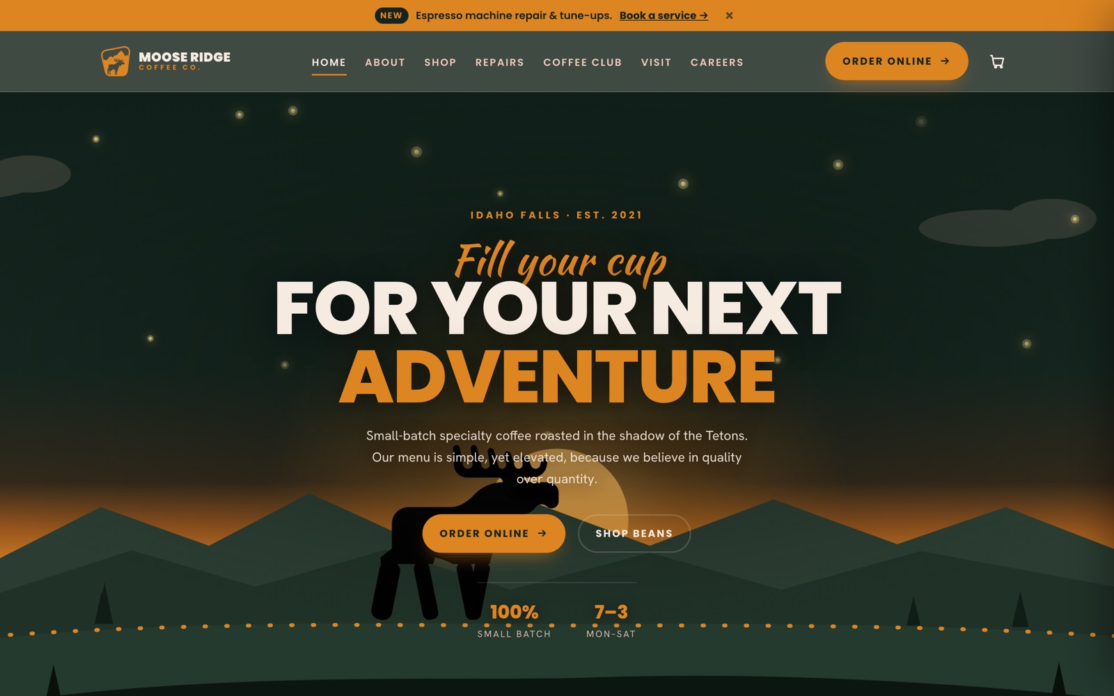 Moose Ridge Coffee Co. website