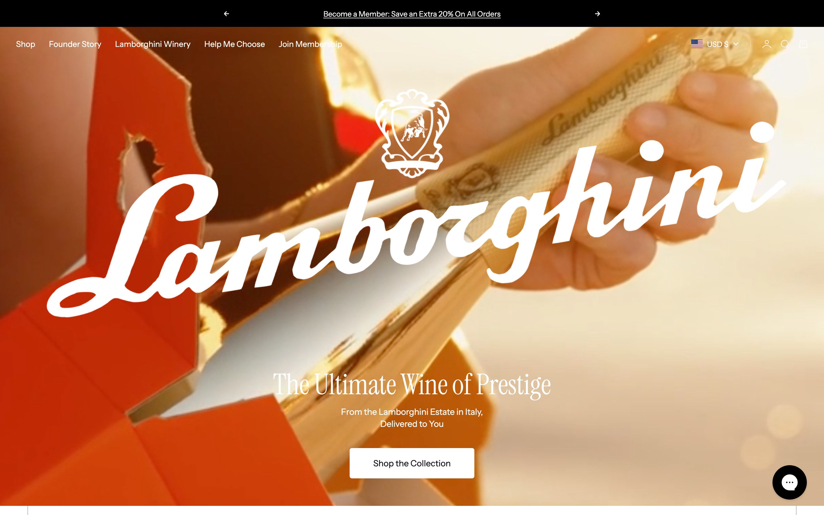 Wine by Lamborghini website